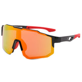 (12 PACK) Wholesale Sports Sunglasses Outdoor Sport Trendy Polarized Unisex New Arrival Cycling 2024 - BulkSunglassesWholesale.com - Black Frame Red Mirrored